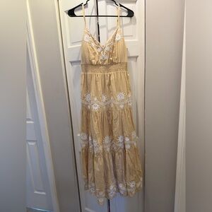 LILLY PULITZER AVIRY EMBROIDERED COTTON MIDI DRESS SIZE 8 SAND BAR